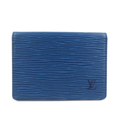 LLouis Vuitton Epi Porte 2 Cartes Vertical Card Case Blue M63205 Auth Used F/S - Image 1 of 4