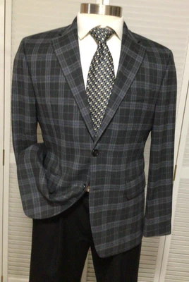 CHAQUETA BLAZER ABRIGO DEPORTIVO A CUADROS GRIS PARA HOMBRE RALPH LAUREN ETIQUETA NEGRA TALLA: 38S Foto 1 de 4