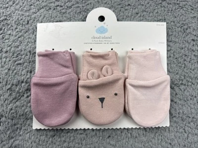 Guantes de algodón Cloud Island para bebé niña 3pk - rosa Foto 1 de 3