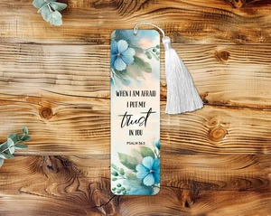 2 Religious Sublimated Alum Bookmark/When I'm Afraid/Color Tassel, (bk61) - Imagen 1 de 1