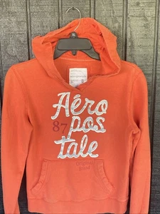 Aeropostale Girls SZ M/M Junior Full Zip Hoodie Jacket Orange W Hand Warmer - Picture 1 of 7