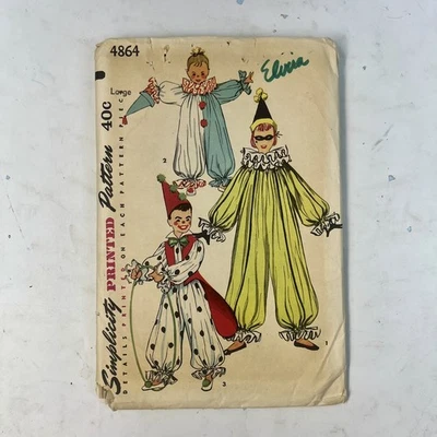 Vintage Simplicity Pattern Childs Clown Costumes 4864 UNCUT Size Large - Image 1 of 3