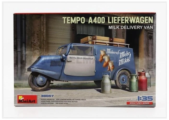 MINIART 38057 TEMPO - A400 LIEFERWAGEN 3-WHEELS MILK DELIVERY VAN 1962 - 1/35 - Immagine 1 di 2
