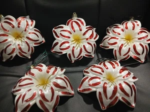 Set 5 Stampo Plastica Decorazioni Natalizie Vintage Bianco e Rosso a Forma di Poinsettia - Foto 1 di 10