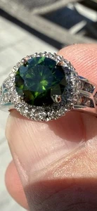 Luxury green Natural Diamond Ring With White Diamonds $16,900 Recent Appraisal. - Picture 1 of 20