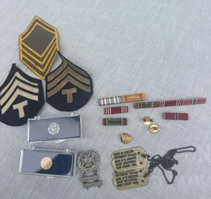Vintage WWII US Military Ribbons, Medals, Patches & Dog Tags (Lot Of 15) - Picture 1 of 10