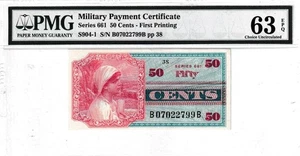 MILITARY PAYMENT CERTIFICATE SERIES 661 50 CENTS FIRST PRINTING PMG 63 EPQ - Picture 1 of 2