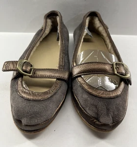 UGG Womens Shoes Size 6 Mary Jane Ballet Flats Leather Shearling Lined - Picture 1 of 14