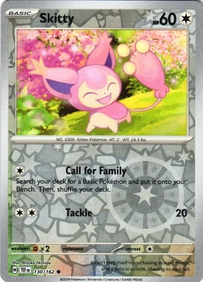 Skitty Common Reverse Holo SV05: Temporal Forces 130/162 NM - Image 1 of 2