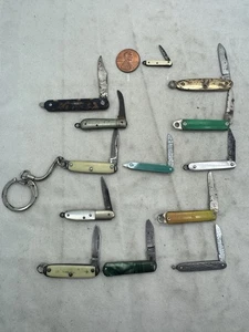 Lot Of 13  Vintage Mini Miniature Keychain Pocket Knife Knives Small - Picture 1 of 19