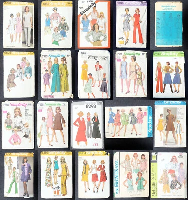 Vintage Sewing Patterns Lot of 20 Simplicity McCalls 34" Bust Misses CUT 60s 70s - Image 1 of 4