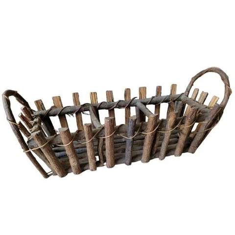 Bent Wood Tree Twig Handmade Wood Sectioned Basket Rustic Primitive Country Cover