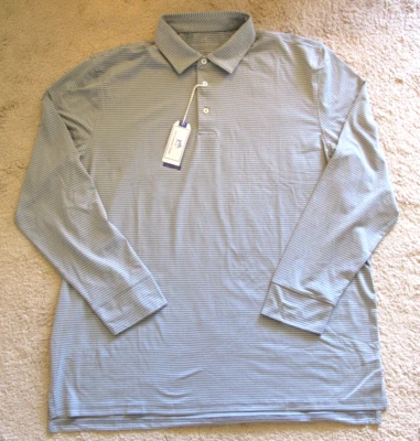 Camisa polo masculina listrada Southern Tide T3 aço urze cinza manga longa XXL NOVA - Imagem 1 de 4