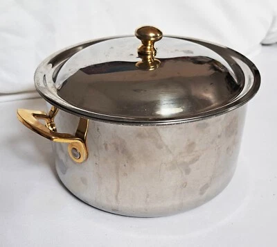 Kochtopf+Deckel SPRING Goldstar 20 cm  Edelstahl Goldgriffe made in Switzerland - Bild 1 von 4