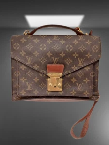 Auth Louis Vuitton Monogram Monceau Business Bag M51185 Brown w/Shoulder Strap - Picture 1 of 20
