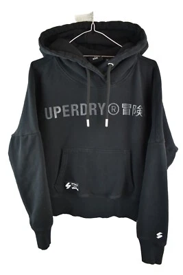 SUPERDRY Black Hoodie size Uk 14 Womens Pullover Sports Jumper Casual Outdoors - Image 1 of 4