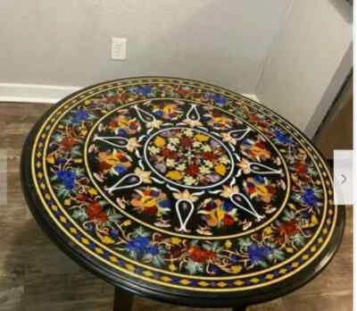 Mesa con incrustaciones de mármol de 30"" pietra Dura hogar jardín café antiguo decoración fi Foto 1 de 4