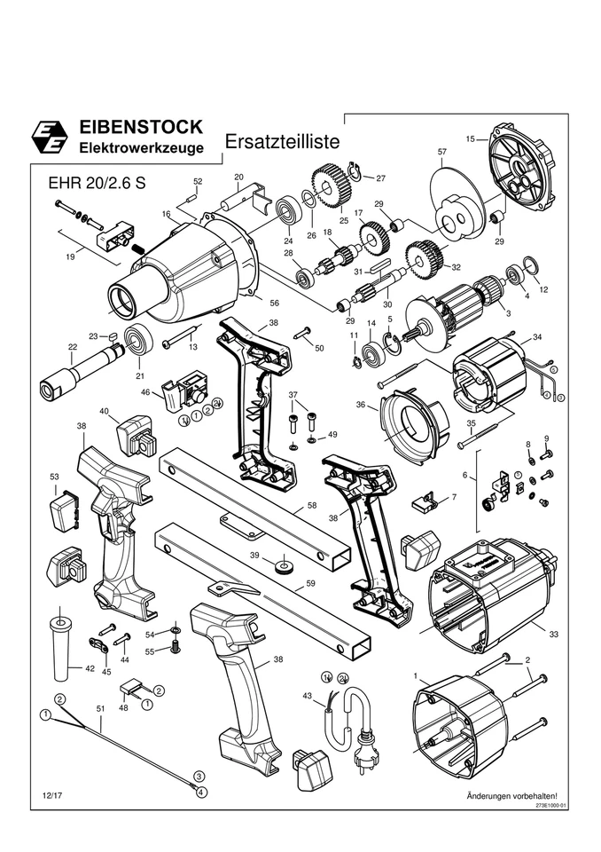 EIBENSTOCK ELEKTROWERKZEUGE Eibenstock Ersatzteile für EHR 20/2.6 S Rührgerät erste Version