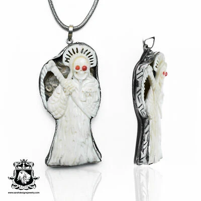 Parca Tibetana Repousse Plata Colgante 4MM Cadena N536 Foto 1 de 4