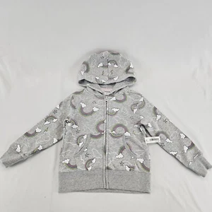 Girls Kids Fleece Zip-Up Hoodie Sweatshirts Rainbows 4-5 X-Small - Picture 1 of 14