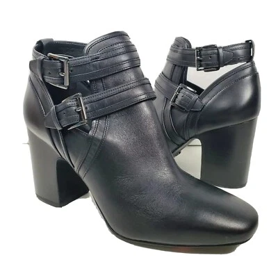 Michael Kors Mujer Botines Blaze Cut-Out Negro Cuero Tacón Hebillas Talla 9 Nuevo Foto 1 de 4