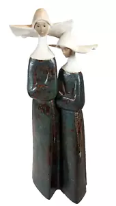 Lladro 2075 Gres zwei Nonnen mit Rosenkränzen Figur Garcia nicht mehr produziert 2000 groß 13 3/8 Zoll - Bild 1 von 22