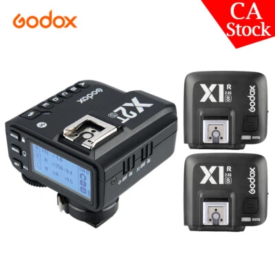 US Godox 2.4G Wireless TTL X2T-S APP Transmitter + 2 X1R-S Receiver For Sony - Image 1 of 4