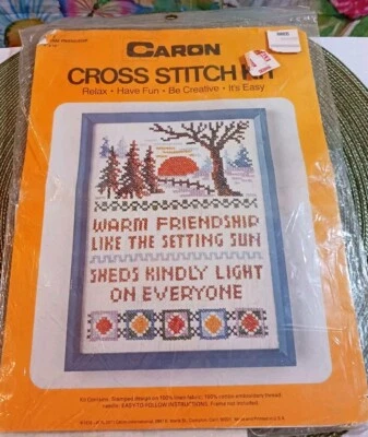 VTG 1976 Caron 6196 Warm Friendship  Cross-stitch - Image 1 of 4