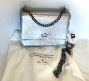 NWOT! Beautiful Kate Spade New York Leather Silver w/Gun Metal Hardware~7"x5"x2" - Picture 1 of 17