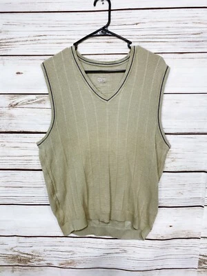 Cutter & Buck Mens Knit Vest Size M Beige V-Neck Cotton Blend Sleeveless - Image 1 of 4