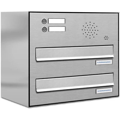 2er Premium V2A Zaun Durchwurf Briefkasten mit Klingel 2 Fach Postkasten A4 - Bild 1 von 4