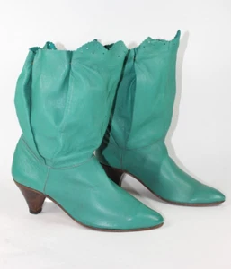 Women's Leather Boots Boutique Chaparral 39 Green UK6 TRUE VINTAGE 90s Boots - Picture 1 of 7