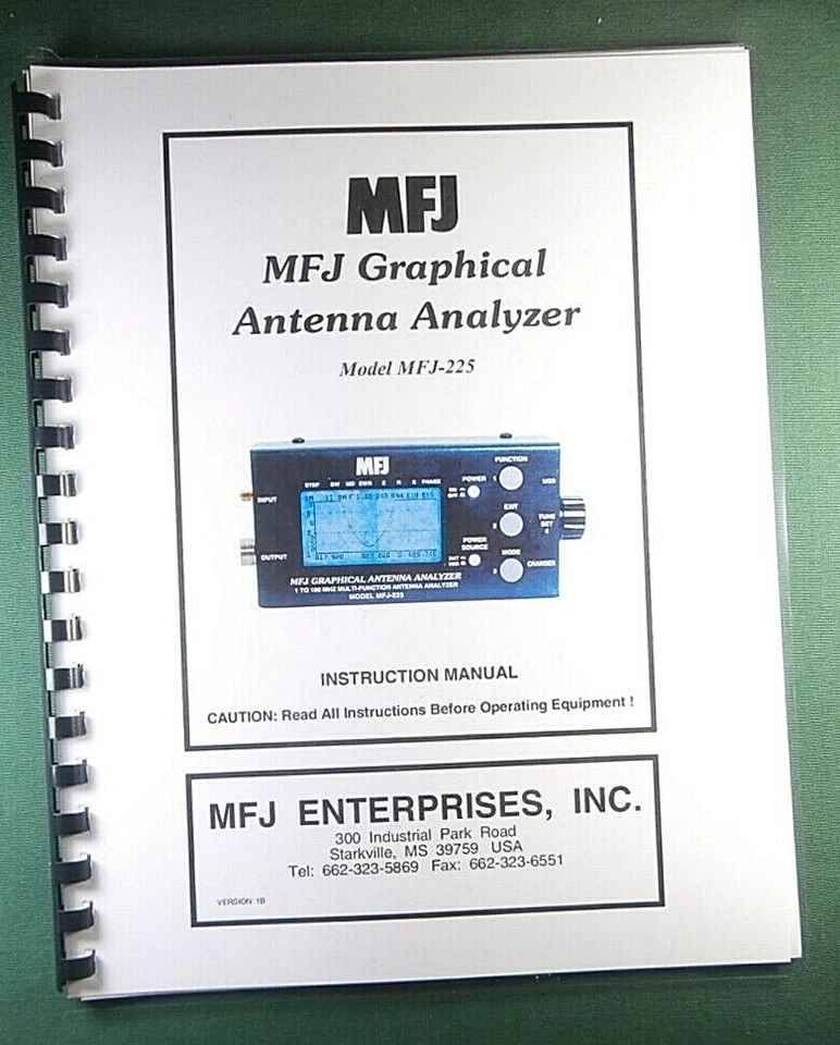 MFJ 225 Antenna Analyzer Instruction Manual: w/Clear Protective Covers! - Image 1 of 1