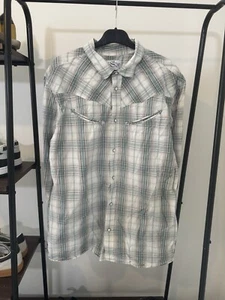 Levis Western Shirt Mens XL White Check Snap Pearl Buttons VGC Used - Picture 1 of 7