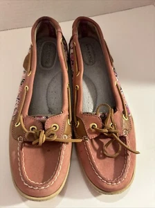 Sperry Top Sider Boat Shoes Womens Pink And Floral Sz 8.5 M S1 - Picture 1 of 11
