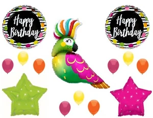 Tropical Parrot Happy Birthday party balloons Decoration Supplies Beach Luau - Picture 1 of 1