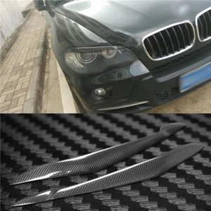 Carbon Fiber Headlight Cover Eyebrows Eyelid Trim Sticker Decals For BMW X5 E70 - Bild 1 von 7