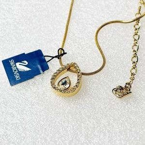 Swarovski Swan Signed Crystal Rhinestone Teardrop Necklace - Picture 1 of 7