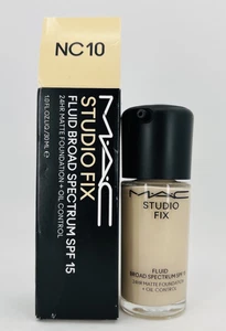 MAC Studio Fix Fluid 24HR Matte Foundation + Oil Control - NC10 - 1flozliq/30mL - Picture 1 of 2
