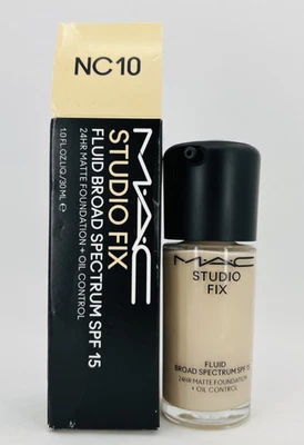 MAC Studio Fix Fluid 24HR Matte Foundation + Oil Control - NC10 - 1flozliq/30mL - Image 1 of 2