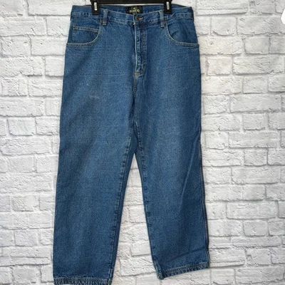 Pantalones de mezclilla azules forrados de lana pelirroja para hombre talla 35x30 carpintero a cuadros rojos  Foto 1 de 4