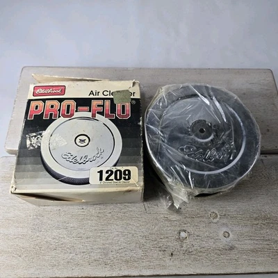 Edelbrock Air Cleaner Assembly 1209; Pro-Flo Chrome Steel 6 x 2.5 in. 5-1/8 in. — 第 1/4 张图片