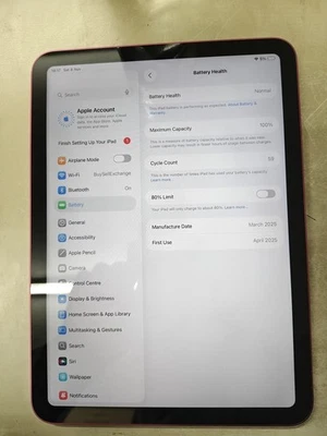 Apple iPad 11th Gen A16 128GB WiFi Pink 59 Cycles Next Day Delivery - Image 1 of 4