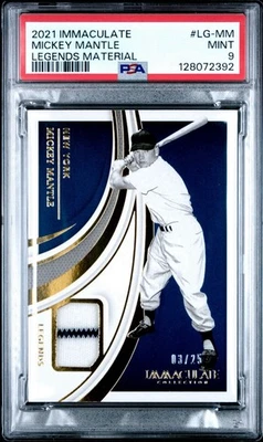Panini Immaculate Legends 2021 material/25 Mickey Mantle #LG-MM PSA 9 como nuevo Foto 1 de 2