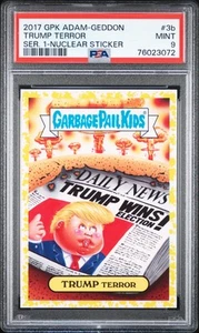 2017 Topps Garbage Pail Kids Yellow Nuclear Sticker Trump Terror #3b PSA 9 - Picture 1 of 2