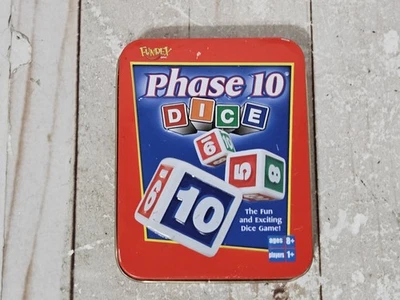 Vintage Fundex 2004 PHASE 10 Dice Family Game Red Tin With Score Sheets No Instr - Image 1 of 4