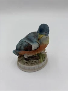 Estatuilla de porcelana pintada a mano vintage Lefton pequeño pájaro azul oriental KW1637 - Imagen 1 de 8