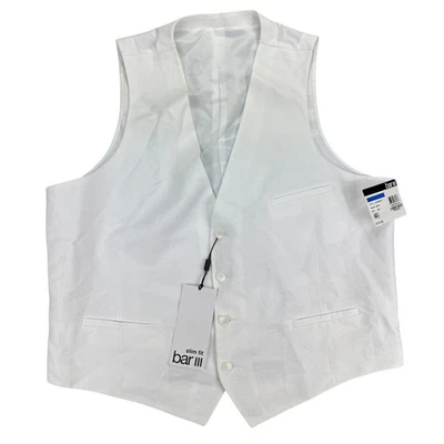 Chaleco Traje Bar III Para Hombre Calce Ajustado 100% Lino Blanco XL Foto 1 de 4