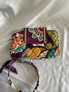 Vera Bradley Wristlet - Zip Around With ID Window - Vera Bradley -Plum Crazy - Picture 1 of 9