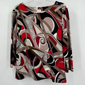 Chicos Damen Art Deco Gürtel Print Top Größe 2 US L Retro Statement Boho Modern - Bild 1 von 8